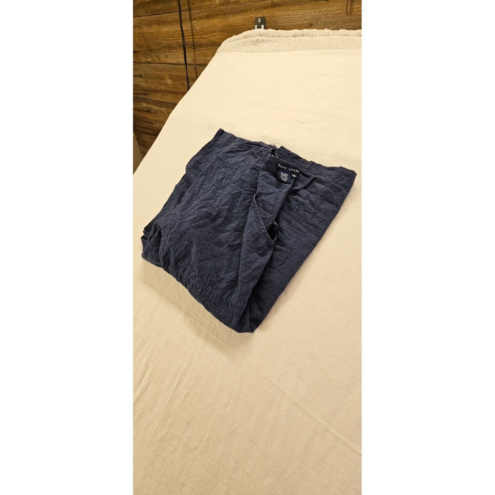 Ralph Lauren Womens Navy Blue swimsuit cover up Eyelet  Top XS